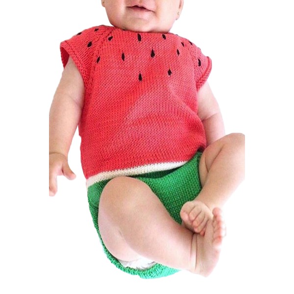 Cartoon Watermelon Knit Baby Onesies