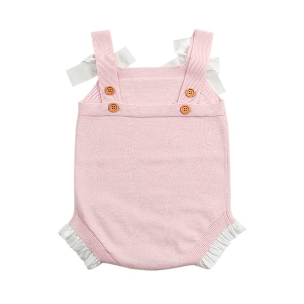 Pink Bowknot Baby Girl Knit Cotton Romper