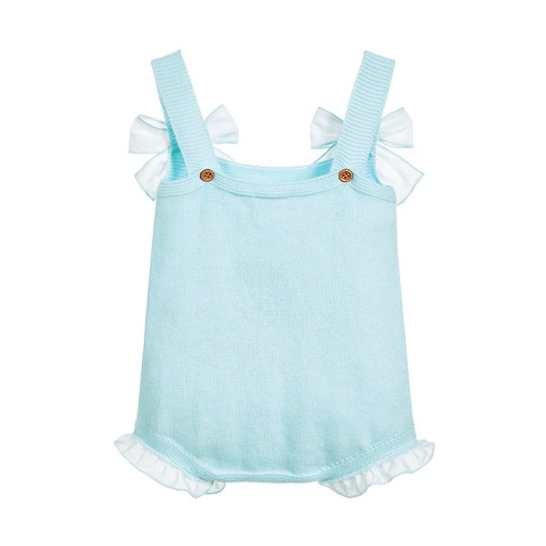 Baby Blue Bowknot Baby Girl Knit Cotton Romper