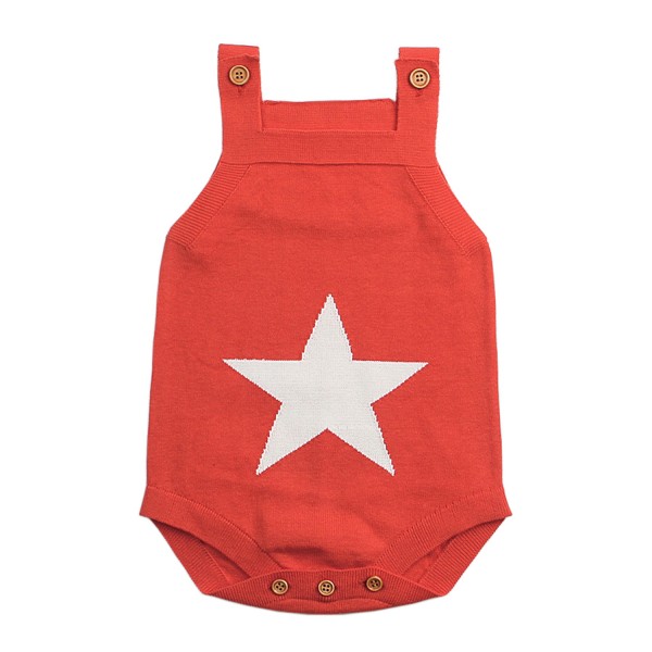 Orange Star Pattern Knitted Infant Romper Baby Wear