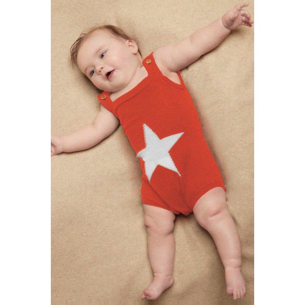 Orange Star Pattern Knitted Infant Romper Baby Wear