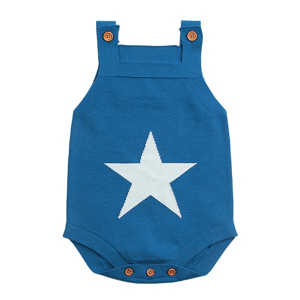 Blue Star Pattern Knitted Infant Romper Baby Wear