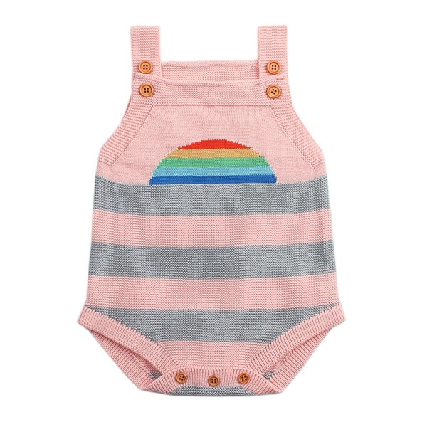 Pink Rainbow Pattern Knit Baby Onesies