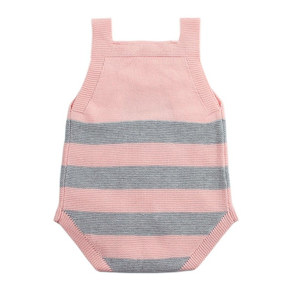 Pink Rainbow Pattern Knit Baby Onesies