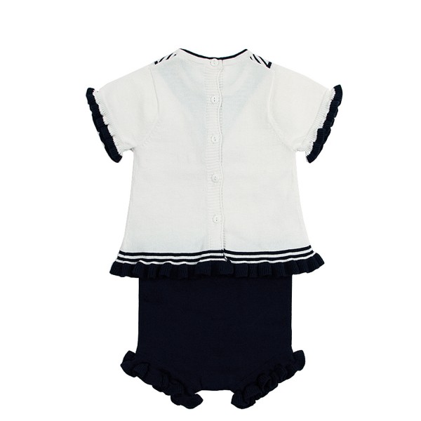 White Navy Ruffled T-shirt and Panty Baby Suit