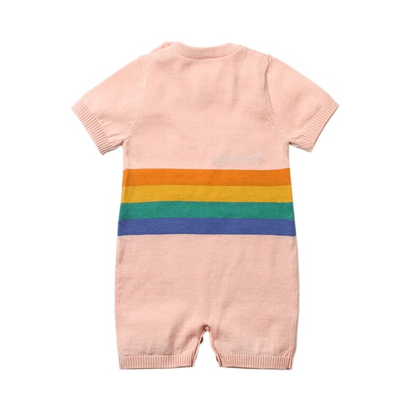 Pink Adorable Shy Sun Pattern Knitted T-shirt Baby Romper