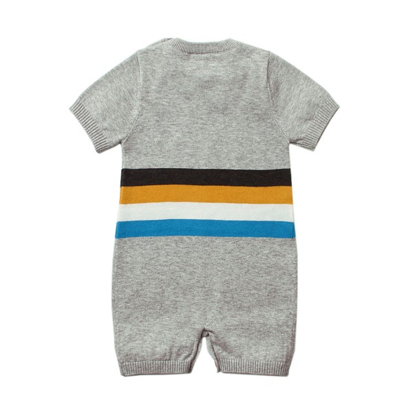 Gray Adorable Shy Sun Pattern Knitted T-shirt Baby Romper