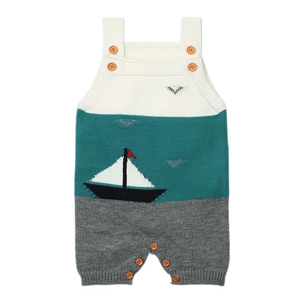 Mint Grey Sailing Knitted Toddler Onesies