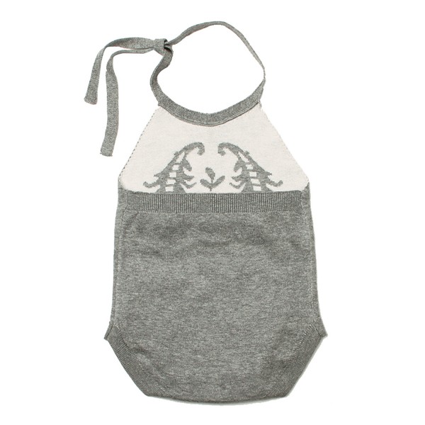 Grey Childish Flower Knit Hater Infant Bodysuit
