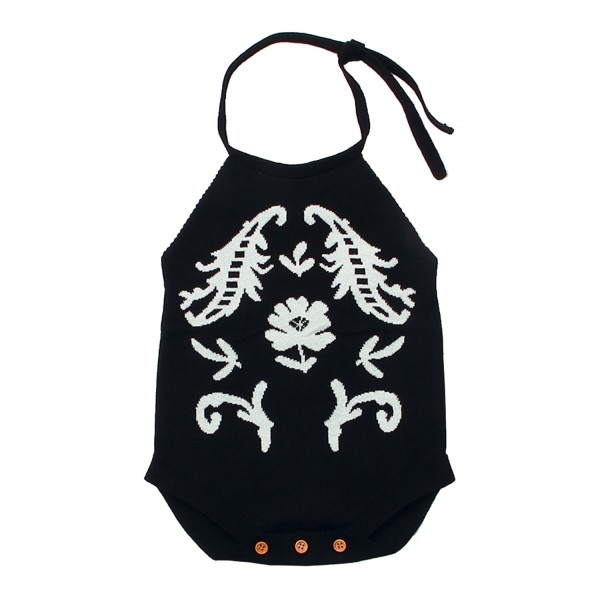 Black Childish Flower Knit Hater Infant Bodysuit
