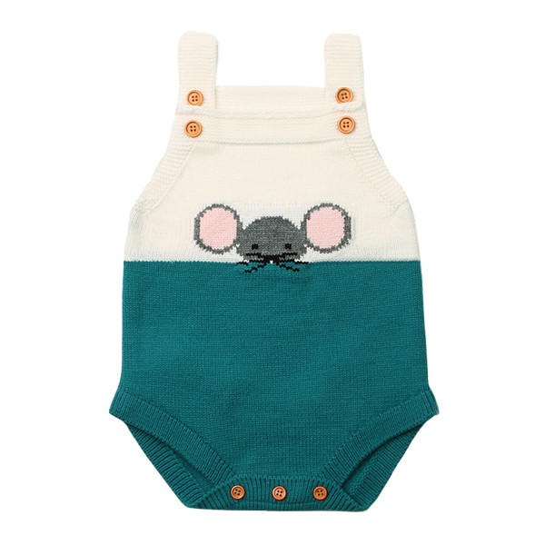 Mint Little Mouse Cotton Bodysuit Sleeveless Baby Suit