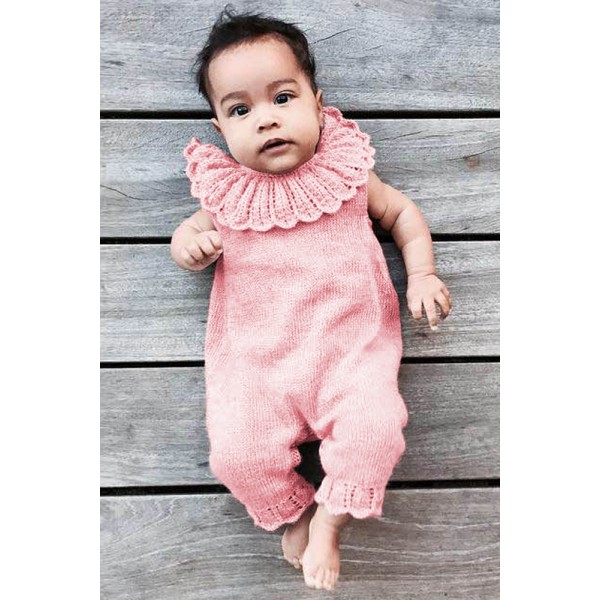 Pink Flounce Neck Detail Unisex Baby Jumpsuit