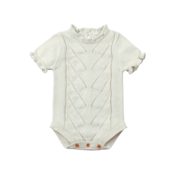White Vintage Knit Short Sleeve Toddler Onesies