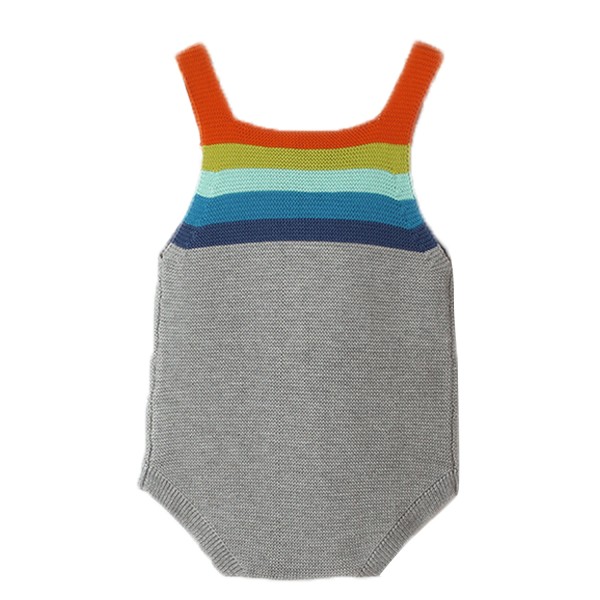Rainbow Accent Grey Sleeveless Baby Romper