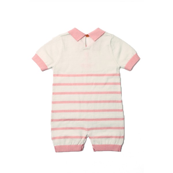 Pink Anchor Stripe Knit Baby Romper Suit