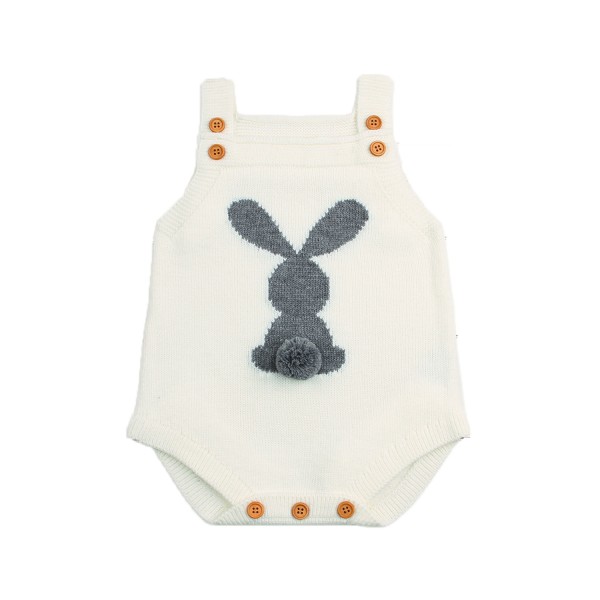 Cute Bunny Knitted White Newborn Romper