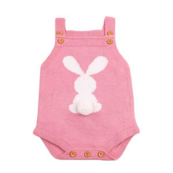 Cute Bunny Knitted Pink Newborn Romper
