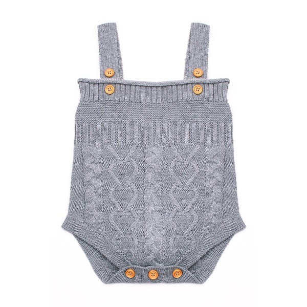 Grey Cable Knit Bunny Tail Baby Romper