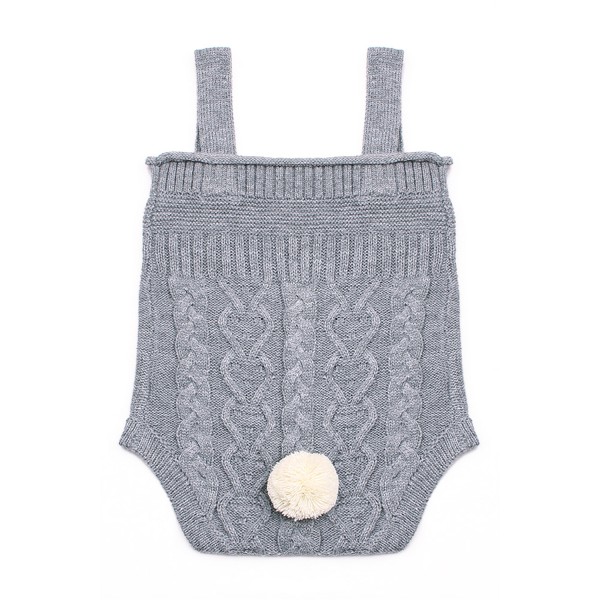 Grey Cable Knit Bunny Tail Baby Romper