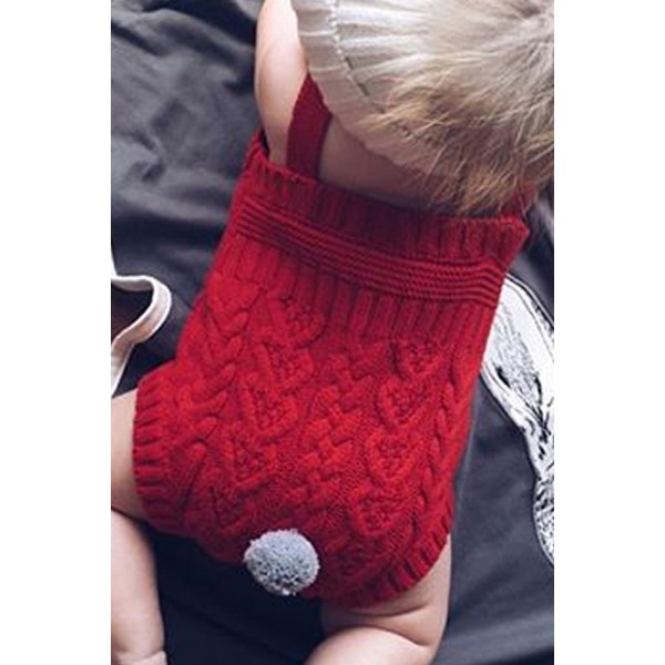 Red Cable Knit Bunny Tail Baby Romper