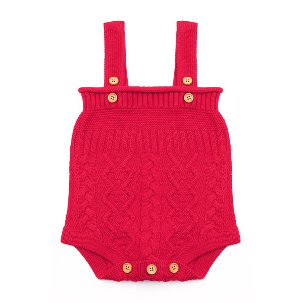 Red Cable Knit Bunny Tail Baby Romper