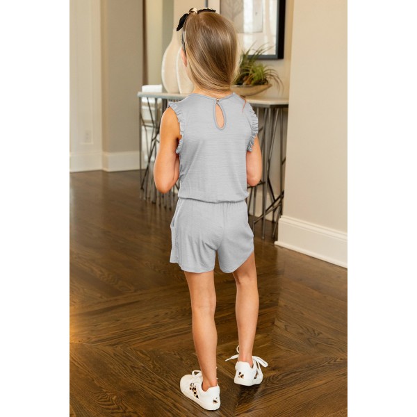 Gray Ruffled Sleeveless Little Girl Romper
