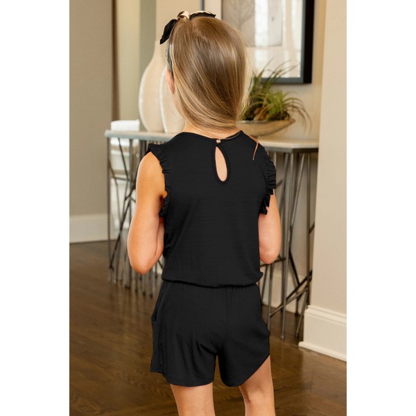 Black Ruffled Sleeveless Little Girl Romper