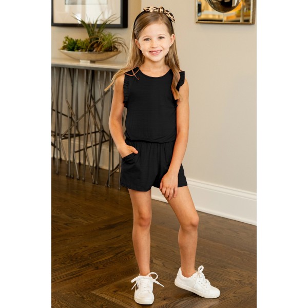 Black Ruffled Sleeveless Little Girl Romper