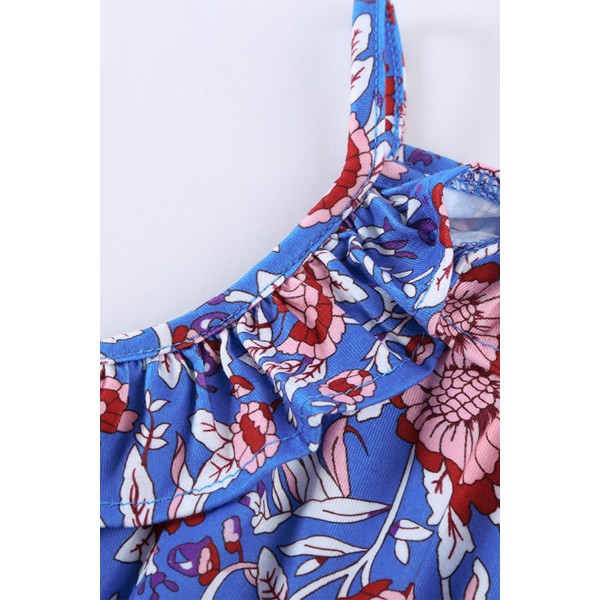 Blue Girls Sleeveless Romper