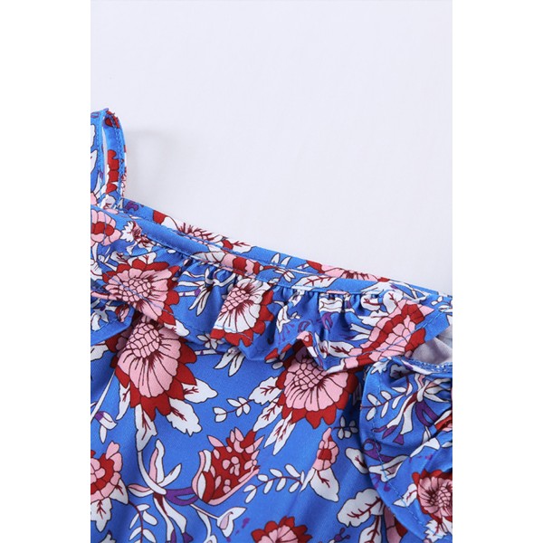 Blue Girls Sleeveless Romper