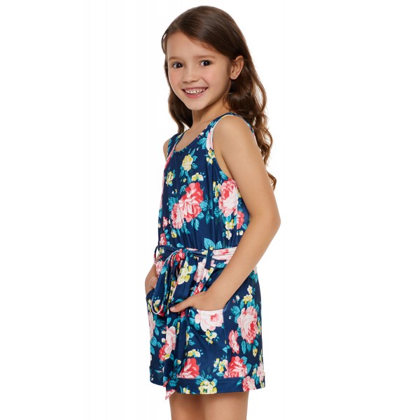 Blue Floral Romper for Little Girls