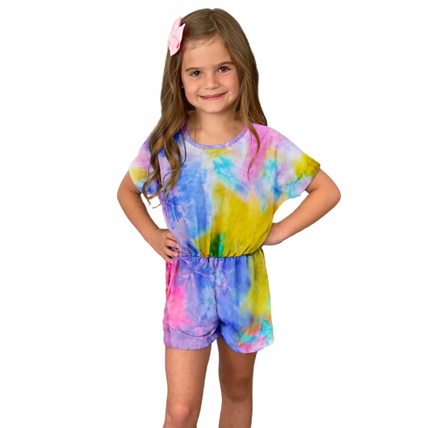 Yellow Tie-dye Short Sleeve Little Girl Romper