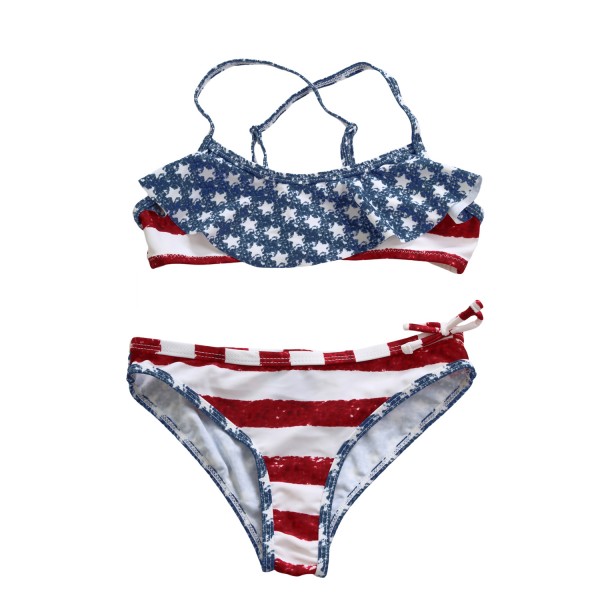 Stars Stripes Flounce Bikini Swimsuit for Kids