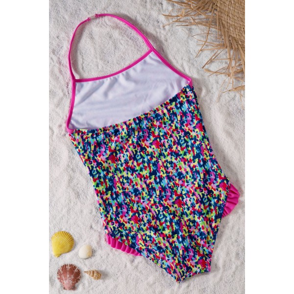 Colorful Ruffle Little Girls One Piece Swimsuit