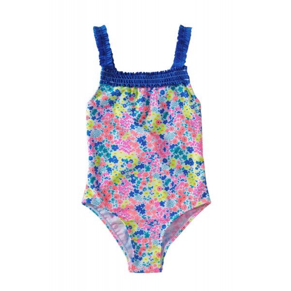 Multicolored Little Girls Flower Print One Piece Swimsuit