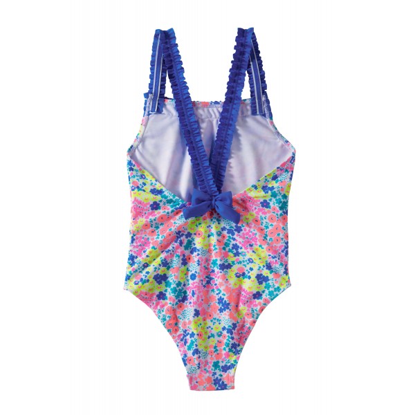 Multicolored Little Girls Flower Print One Piece Swimsuit