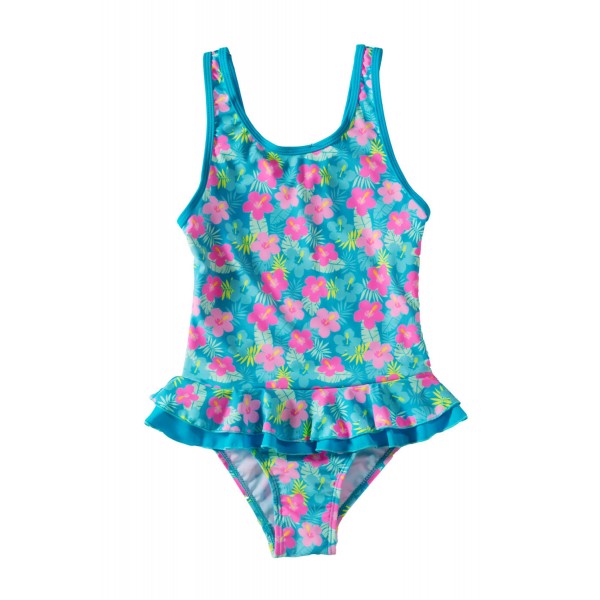Lovely Ruffle Floral Girls One Piece Swimsuit