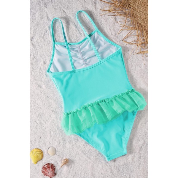 Blue Ruffles One Piece Swimsuit for Girls