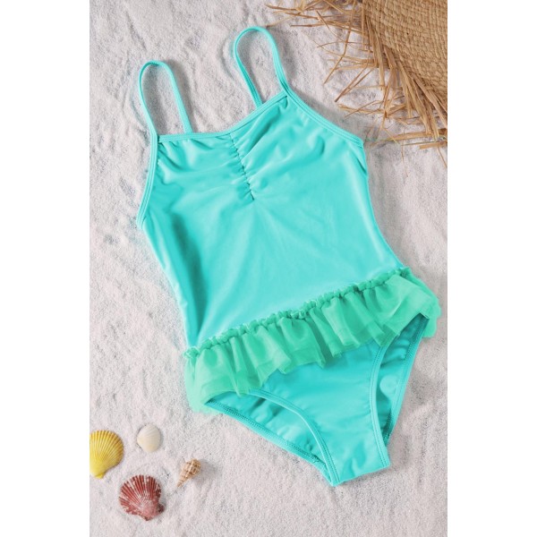 Blue Ruffles One Piece Swimsuit for Girls