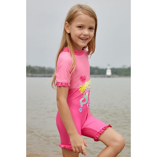 Pink Little Mermaid Princess Cute Girls Swimsuit