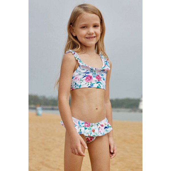 Cute Frill Printed Little Girls Bikini