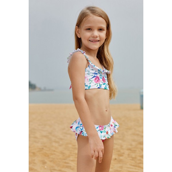 Cute Frill Printed Little Girls Bikini