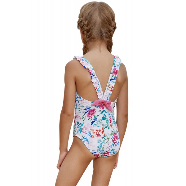 Plunge V Back Floral Pattern Maillot for Kid Girls
