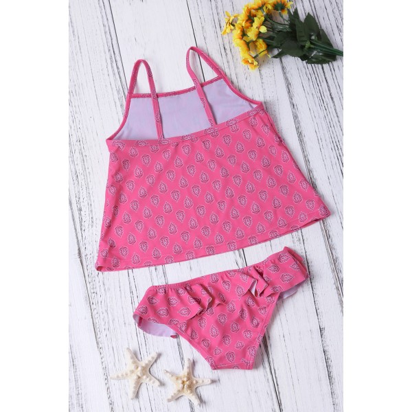 Rosy Little Girls Tankini Swimsuit with Print