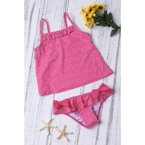 Rosy Little Girls Tankini Swimsuit with Print