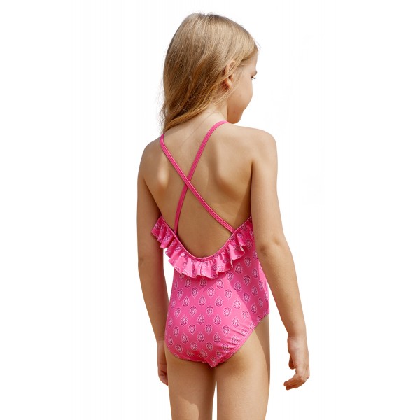 Little Girls Crisscross Open Back Printed One-piece Swimsuit