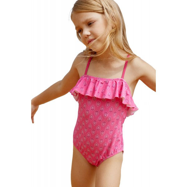 Little Girls Crisscross Open Back Printed One-piece Swimsuit
