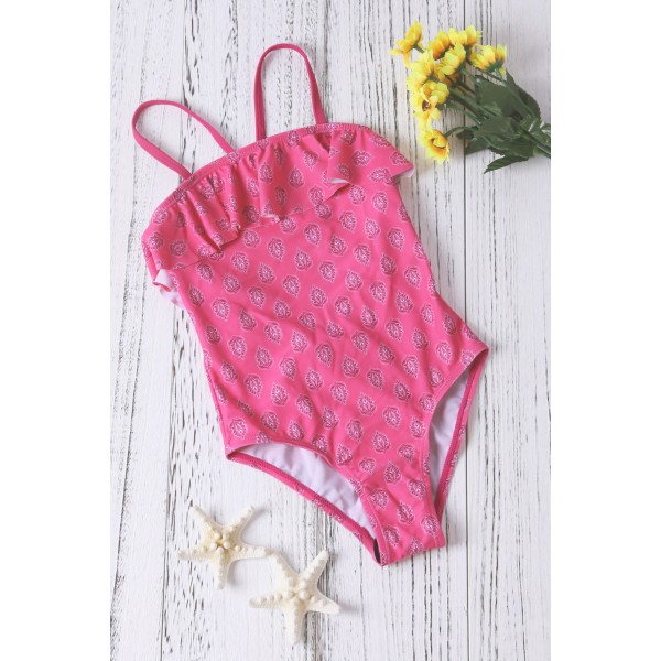Little Girls Crisscross Open Back Printed One-piece Swimsuit