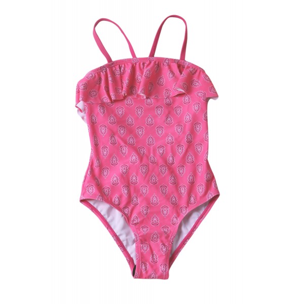 Little Girls Crisscross Open Back Printed One-piece Swimsuit