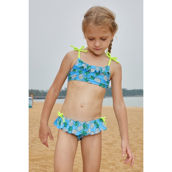 Pineapple Print Little Girls Bikini with Shoulder Straps